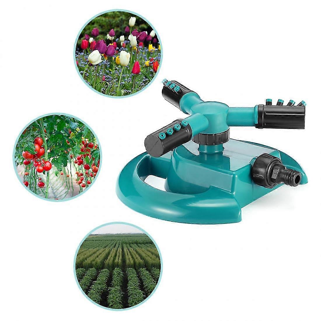Automatic Garden Lawn Water Sprinkler 360 Degree 3-arm Rotating Sprinkler System