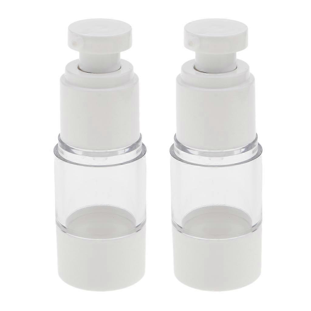 2pcs Airless Bottles Empty Refillable Toner Lotion Serum Pump Bottle - 15ml - White, 50ml
