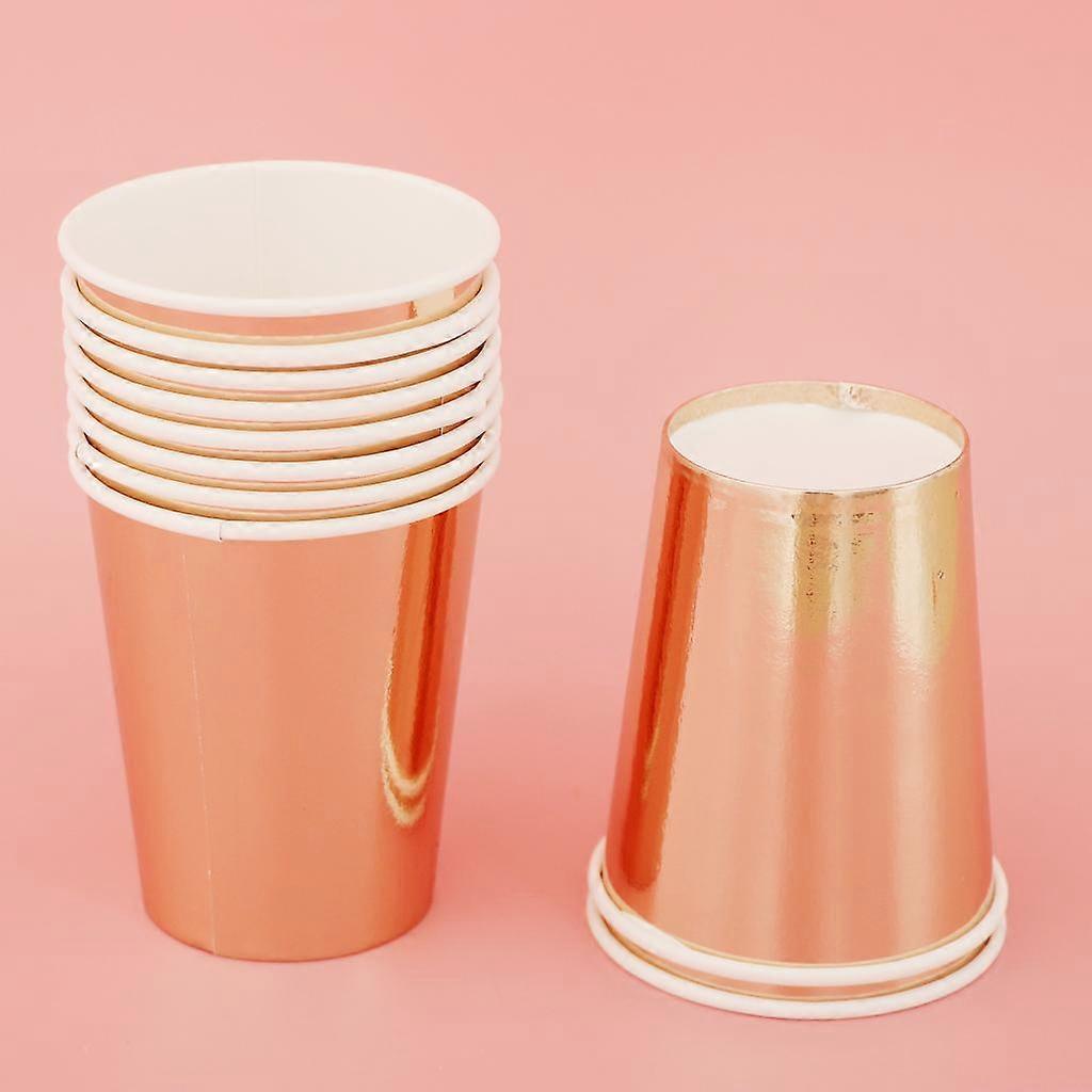 Packung mit 10 Roségold Einweg-Pappbechern