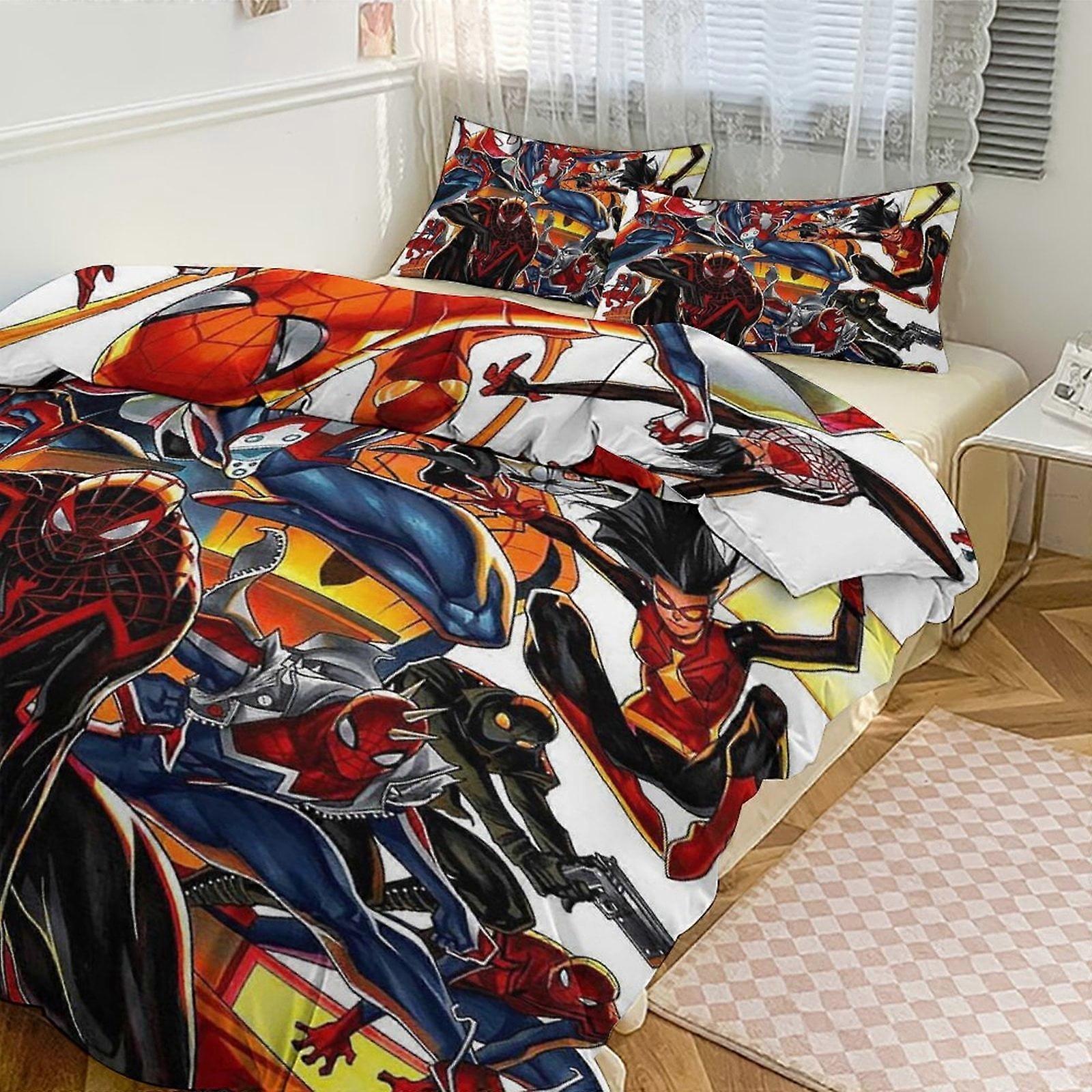 Kt6 Spiderman Beddengoed Sets voor Kinderen Heren Vrouwen Twin Size 3 stuks 1 dekbedovertrek en 2 kussenslopen-xp Tp6