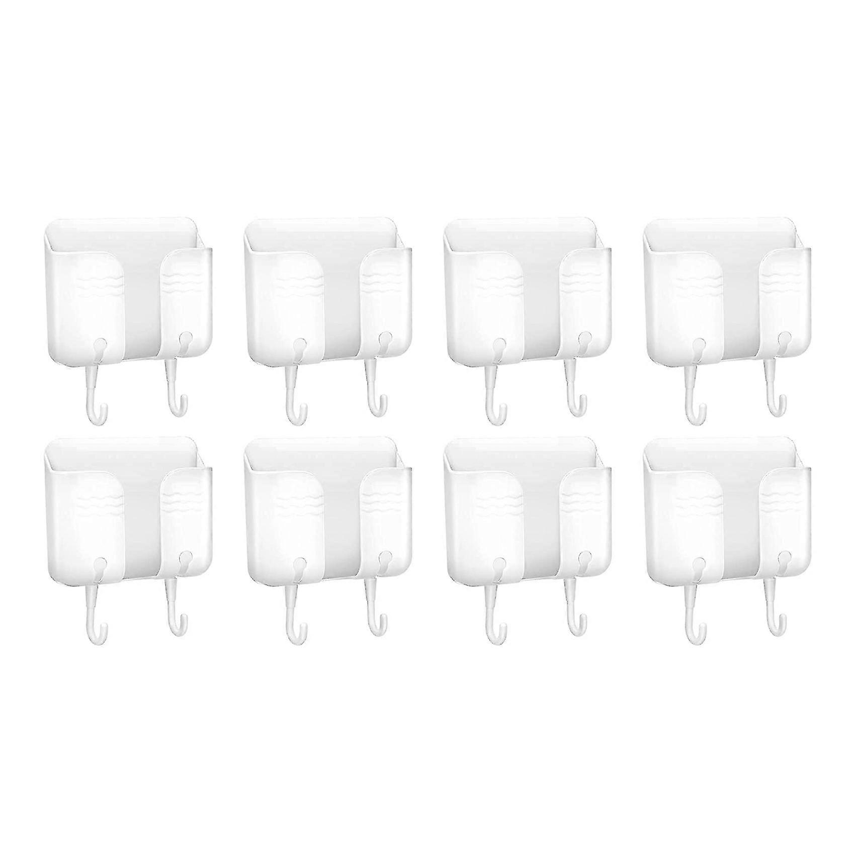 8 Pcs Mobile Phone Plug Wall Mount Holder with Hooks Self-Adhesive Remote Control Holder for Home B