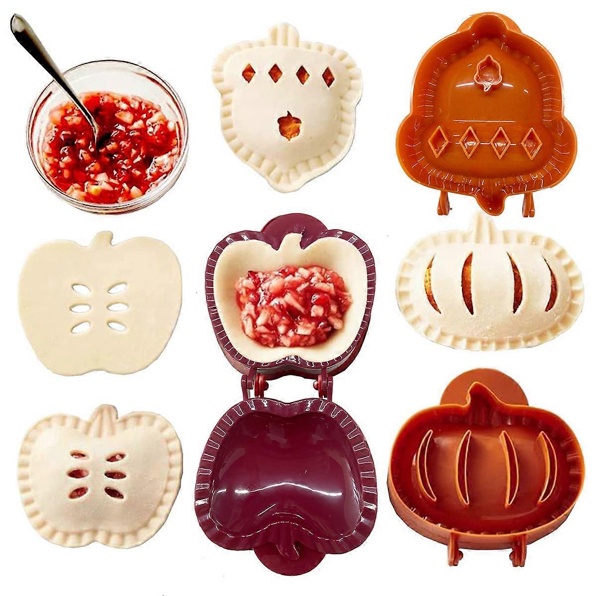Mini Pie Molds Dough Presser Pocket Pie Molds for Baking, Party Potluck Hand Pie Molds Set of 3, Apple, Pumpkin and Acorn Shapes