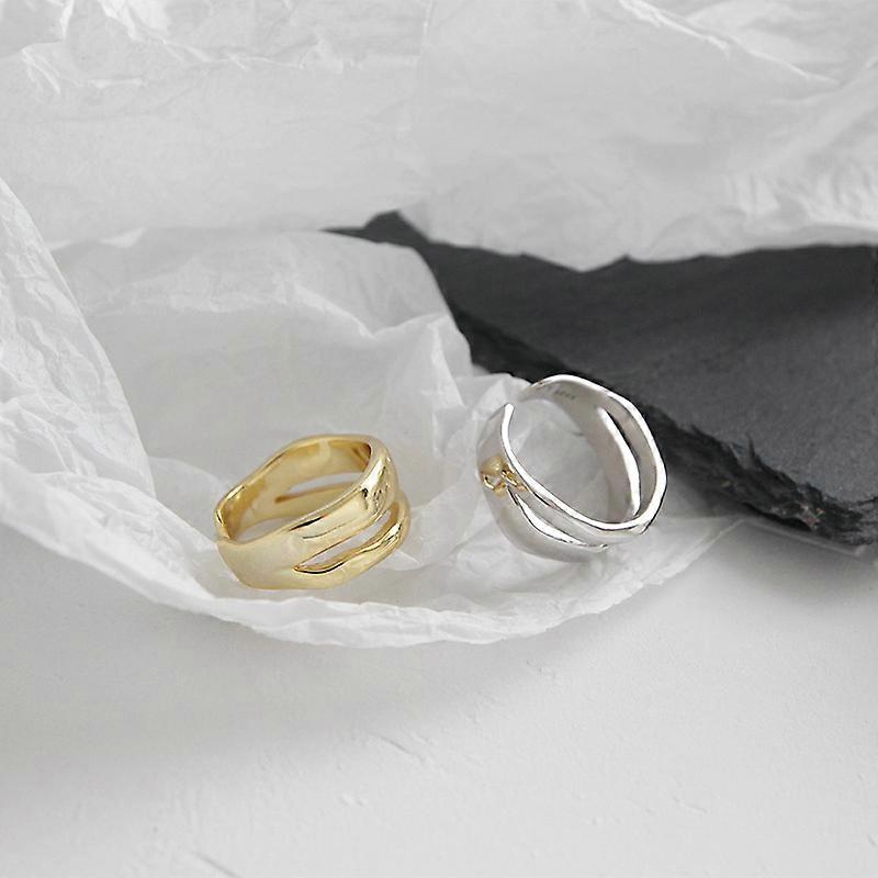Double Row Geometric Adjustable Ring Trendy Elegant Twist Two Circle Rings for Women Couple Simple