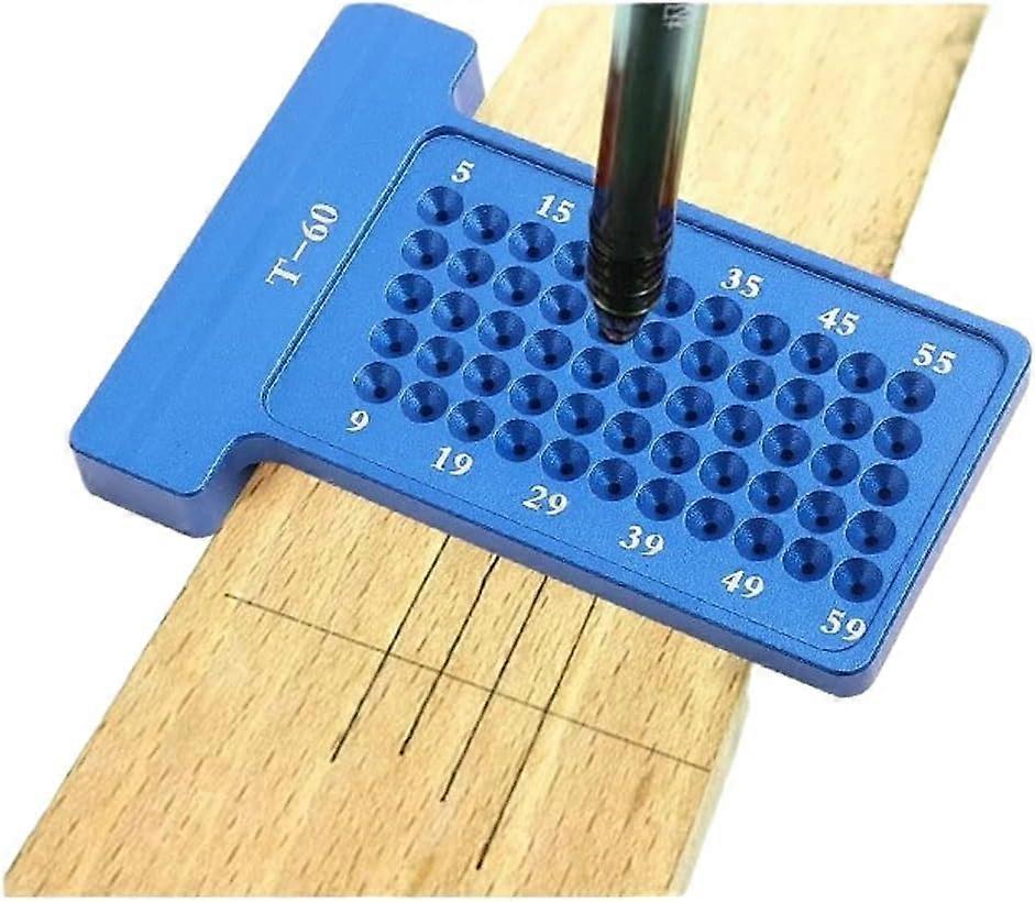 (Blue)T60 Aluminum Alloy T Type Scriber, Precision Marking Ruler T Measuring Ruler, T Ruler Measuring Tool, Woodworking Ruler