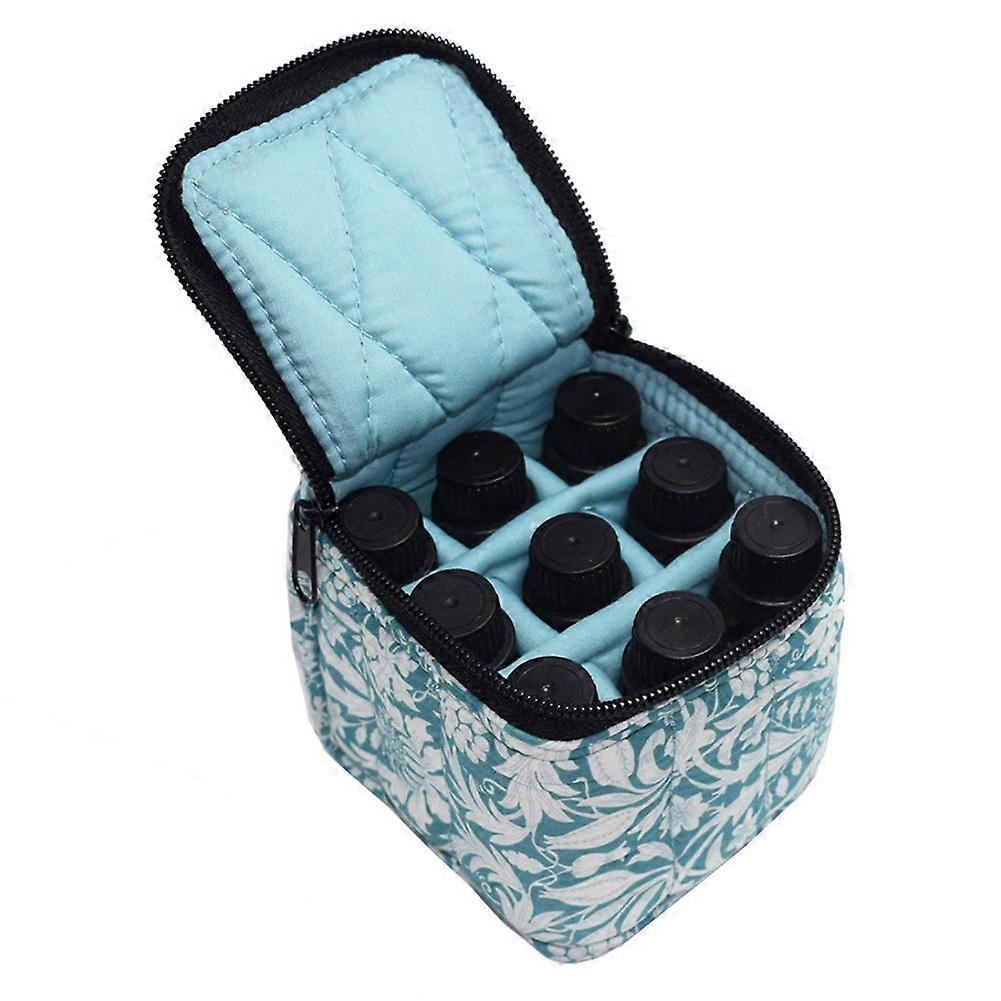 9 Bottles Essential Oil Carrying Case Shockproof Essential Oils Organizer Travel Bag Suitable (Blue)