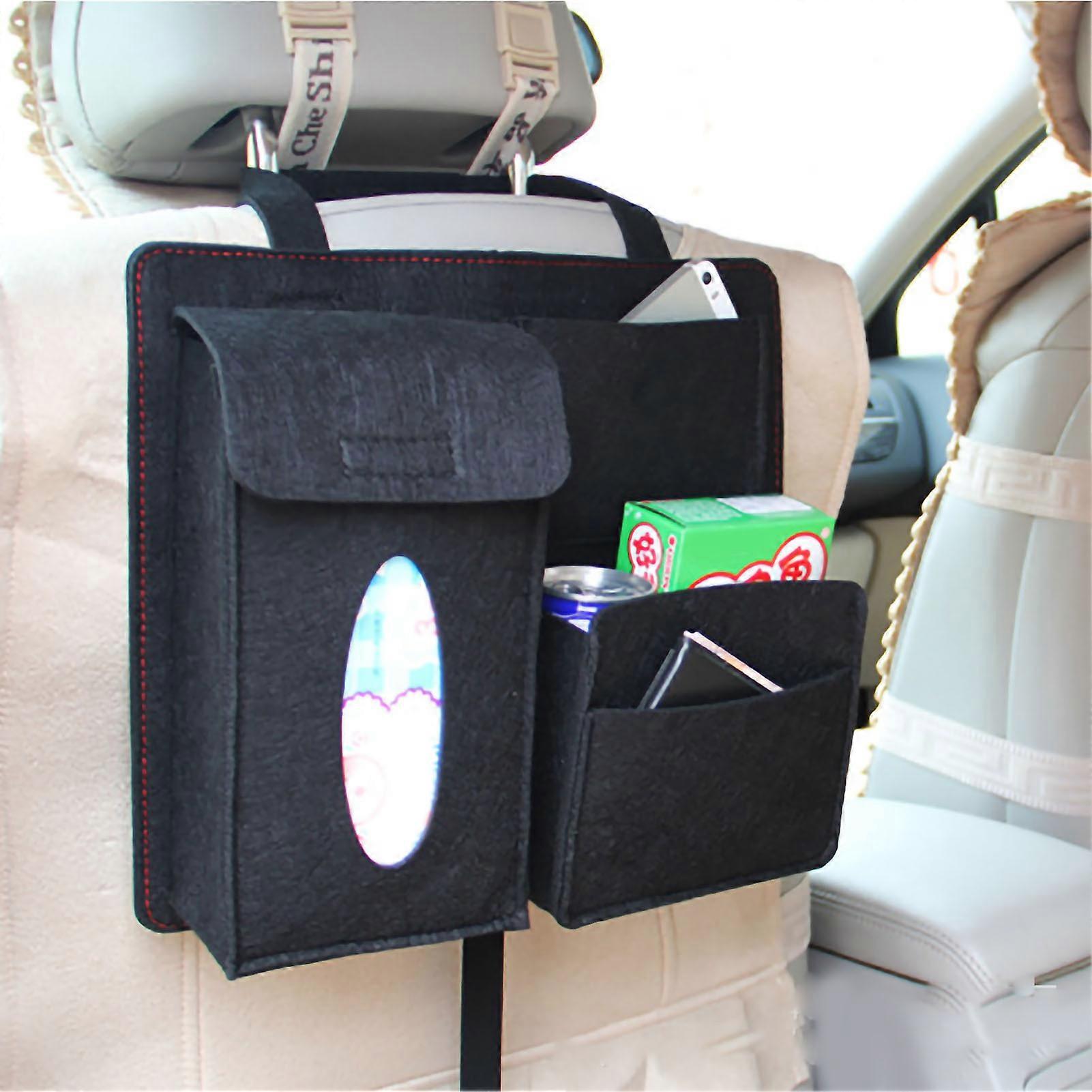 Large Capacity Felt Car Rear Seat Bag with Hook and Loop Fasteners