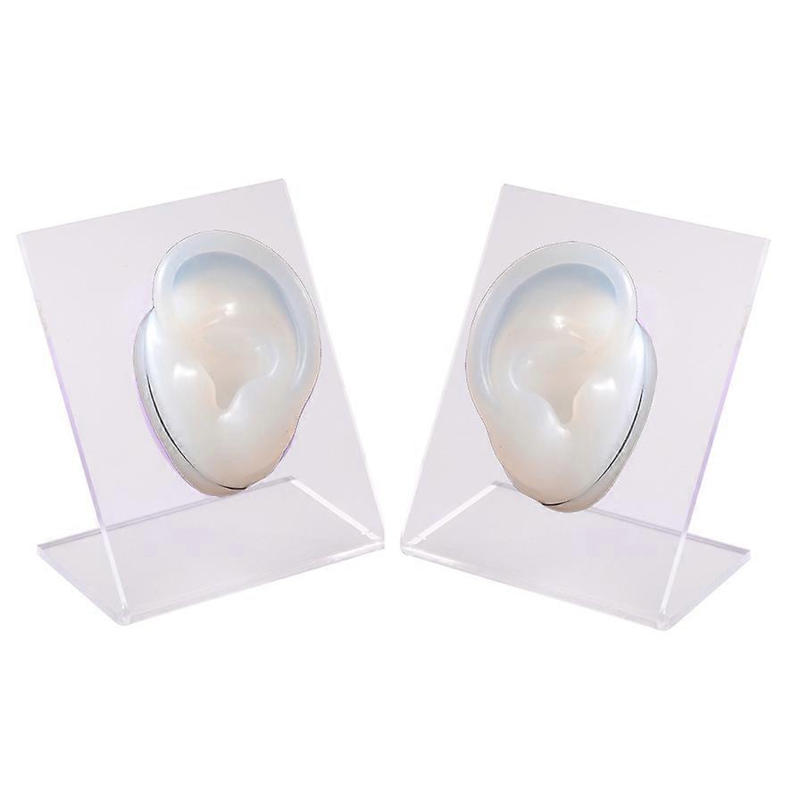 1 pair simulation silicone ear model ear studs puncture teaching training earphone earring display stand