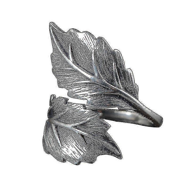 925 Silver Antique Women's Open Thai Silver Leaf Ring A