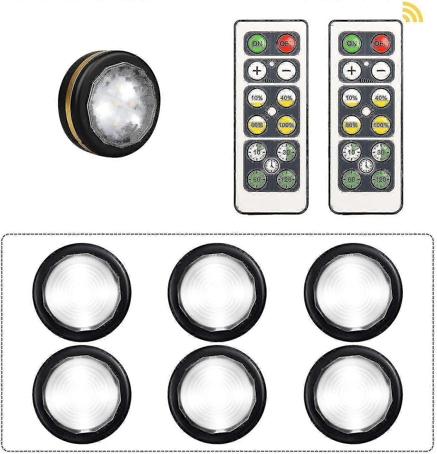 Set Of 6 Led Cabinet Lighting Battery,cabinet Light With Remote Control,cabinet Lighting For Kitchen