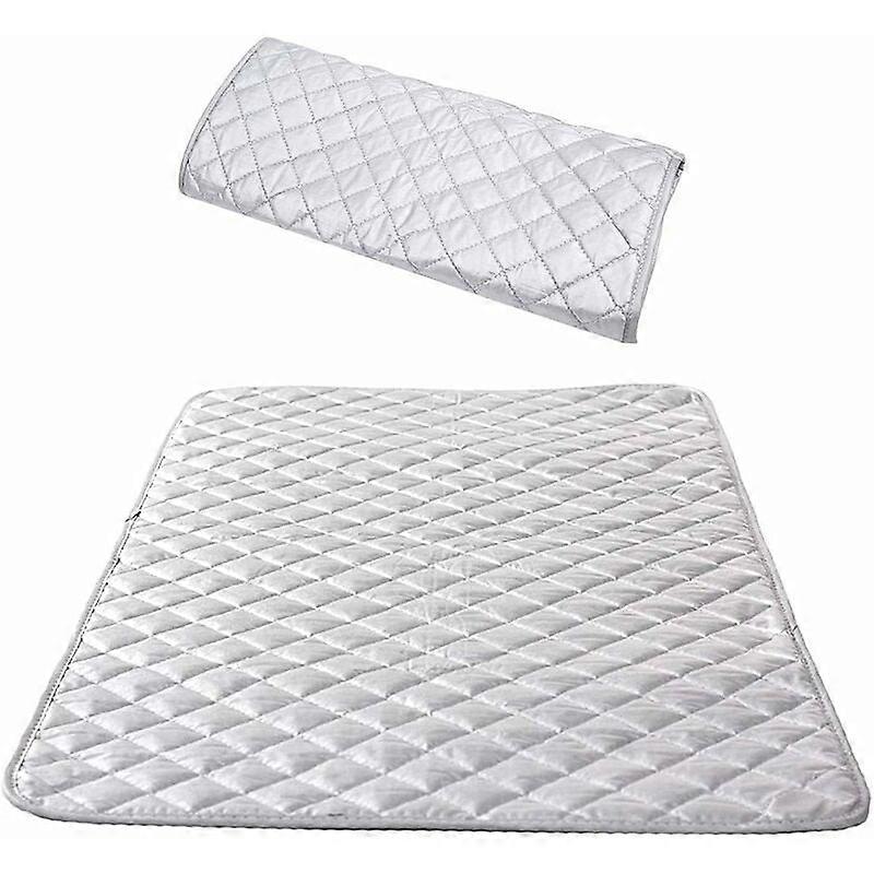 Insulated Ironing Pad Steam Ironing Blanket Cotton Portable Tabletop Ironing Mat for Washer Dryer Traveling Home Silver 48 X 85 cm1 pcs