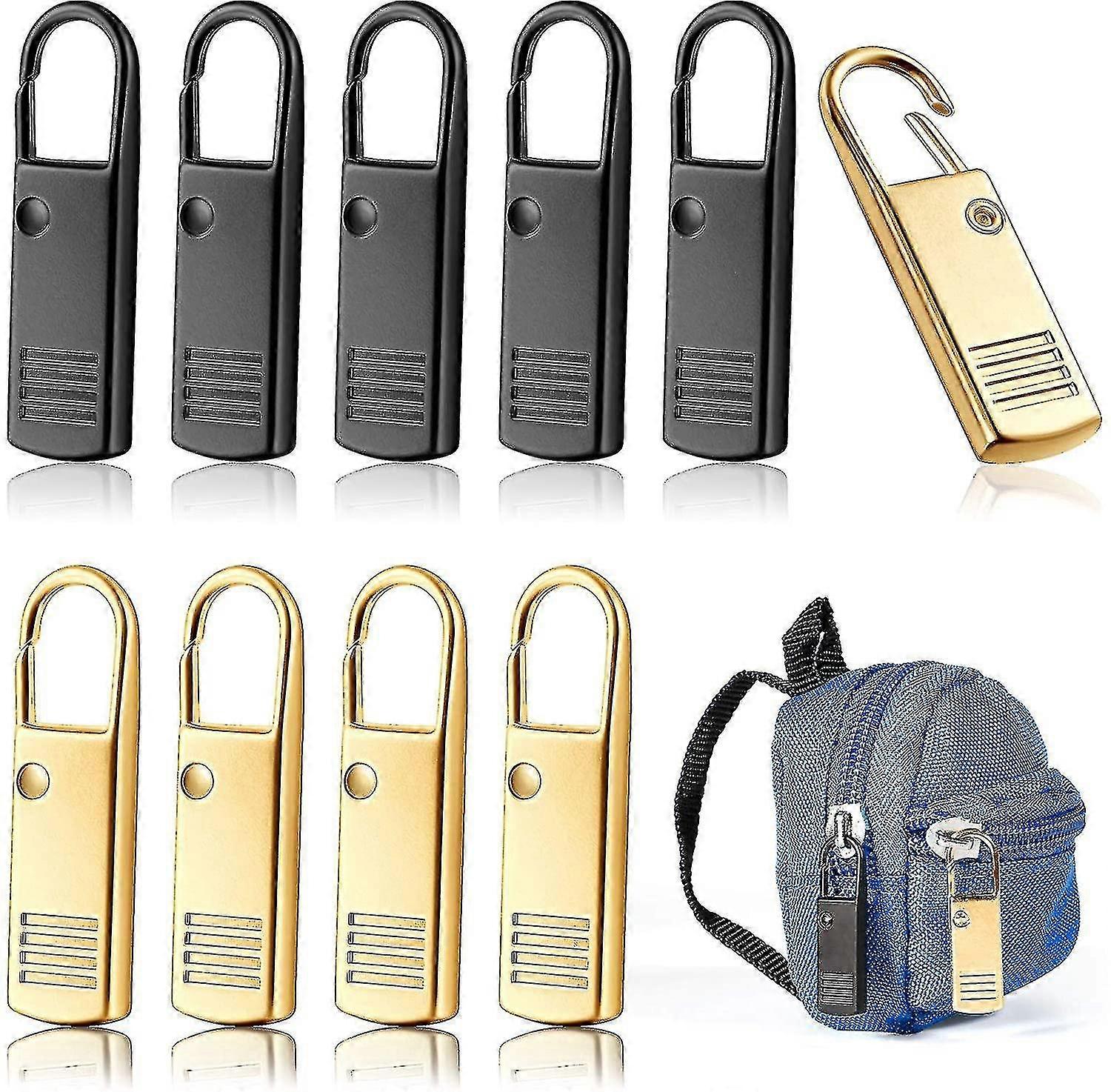 10 Replacement Zipper Pull Tabs, Metal Zipper Pull Head