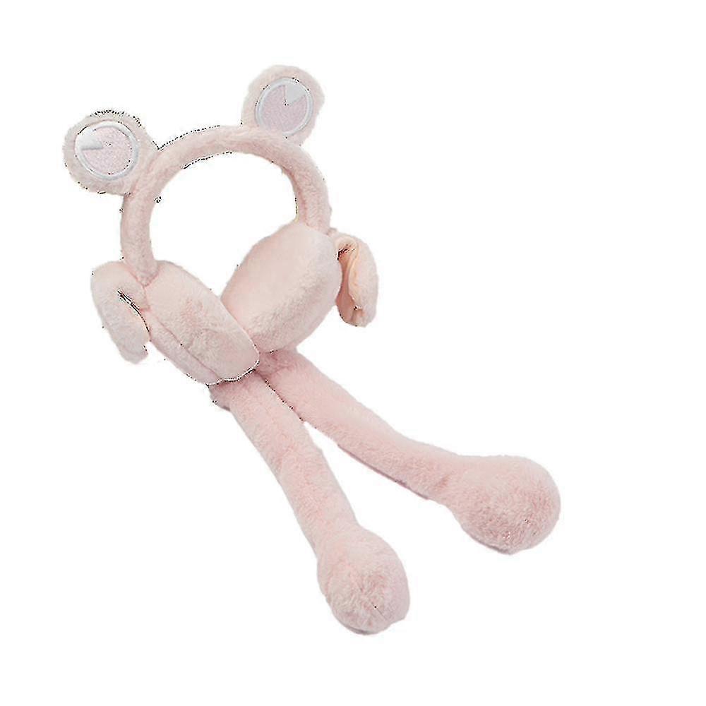 Unisexual Winter Earmuffs With Mobile Jumping Ears Rabbit Head With Cute Plush Earmuffs