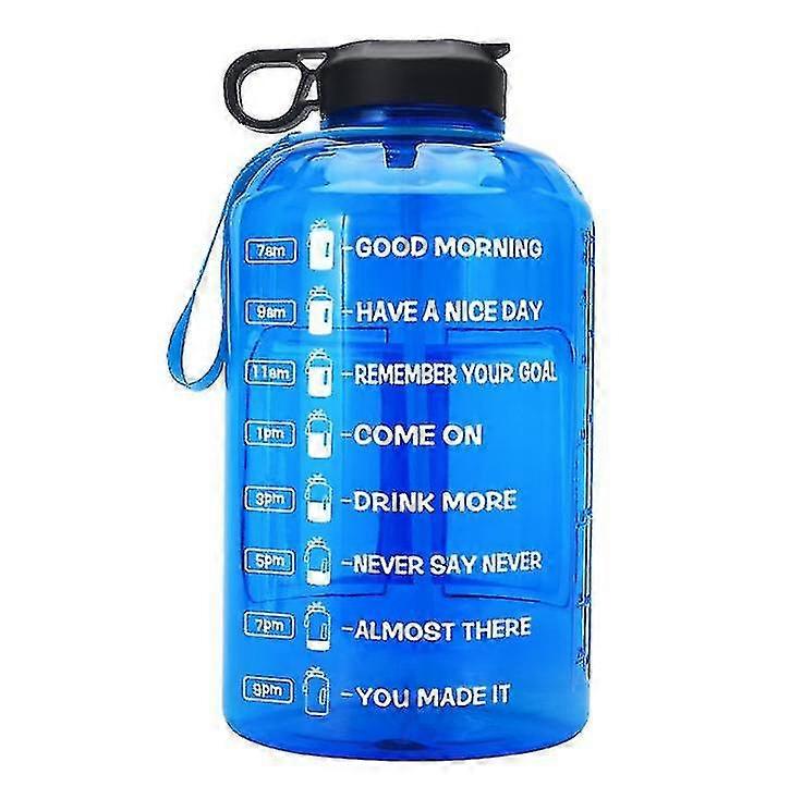 3.7l Large Water Bottle Hydration With Motivational Time Marker Reminder