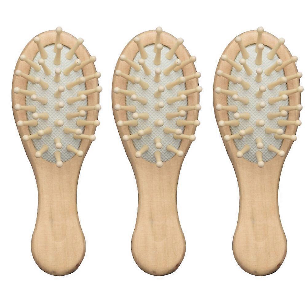 1 Set 3Pcs Portable Combs Comfortable Mini Airbag Combs Practical Wooden Combs