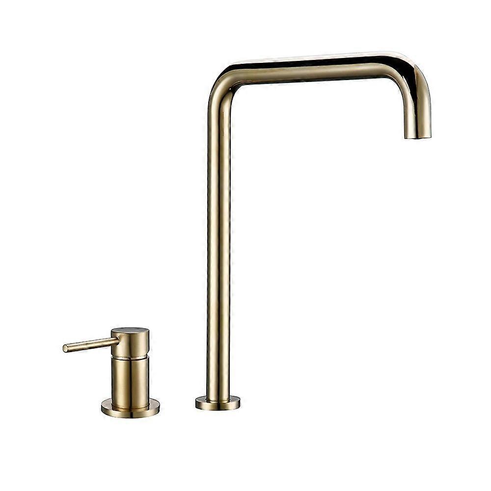 Smesiteli 360 Degree Swivle Kitchen Faucet Solid Brass Double Hole Single Handle Matt Black L-Shaped Kitchen Wash Basin Faucet