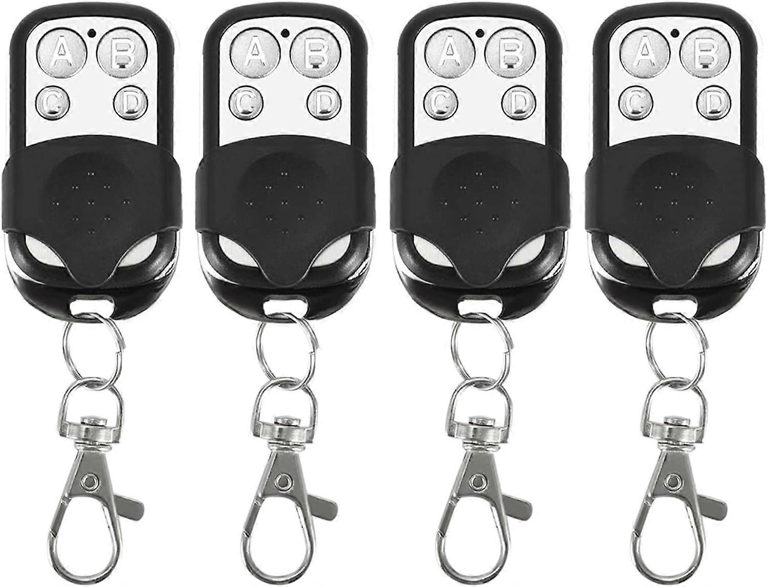 Remote Control Key Fob, 4Pcs Professional 4 Buttons Cloning Wireless Remote Control Key Fob 433mhz