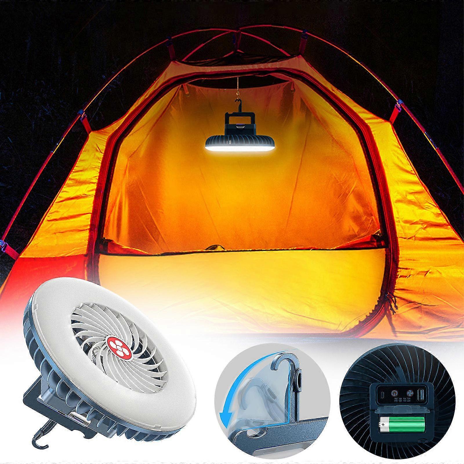 Outdoor LED Camping Light with Portable Fan Functionality
