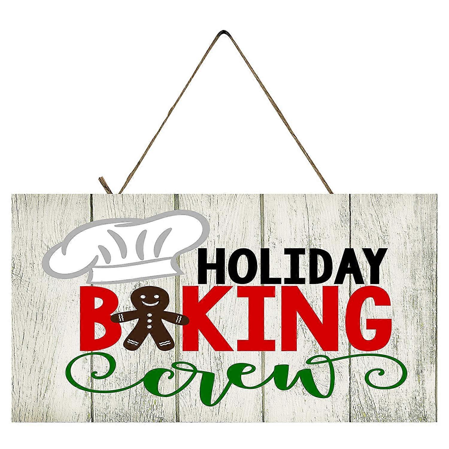 Holiday Baking Crew Natal Handmade Sinal de madeira