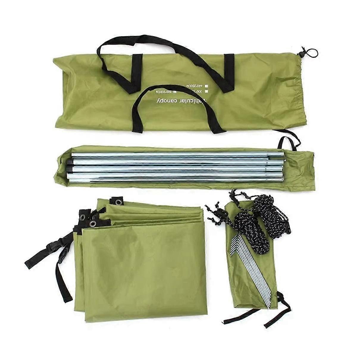 Portable Car Shelter Shade Camping Side Car Roof Top Tent Anti-UV Sunshade Waterproof Awning Parasol Rain Canopy,Green