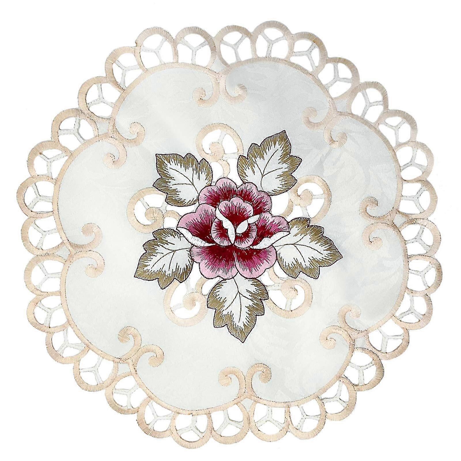 2023 - 4 Τεμάχια Κεντημένη Δαντέλα Cutwork Round Doilies Σουπλά Μαξιλάρια Βάζου, Βαμβάκι/Λινό, Πολύχρωμο, 11.8'