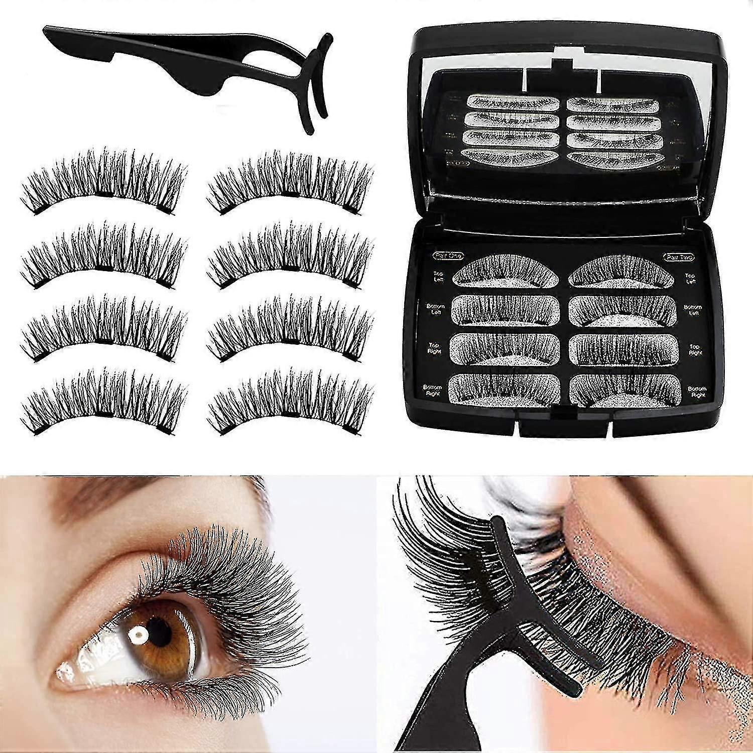 Magnetic Eyelashes Reusable 3d Magnetic False Eyelashes Fake Eye Lashes No Glue 3 Magnets Natural Look Eyelashes Extensions With Tweezers