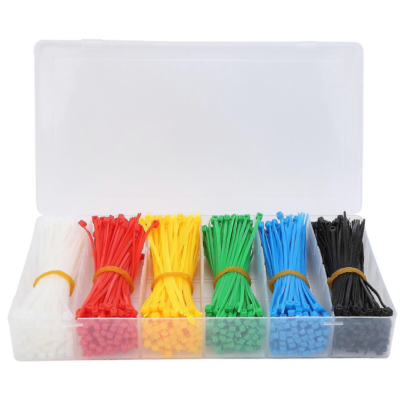 Multicolor Self-Locking Nylon Cable Ties - 900pcs Portable Zip Ties Organizer