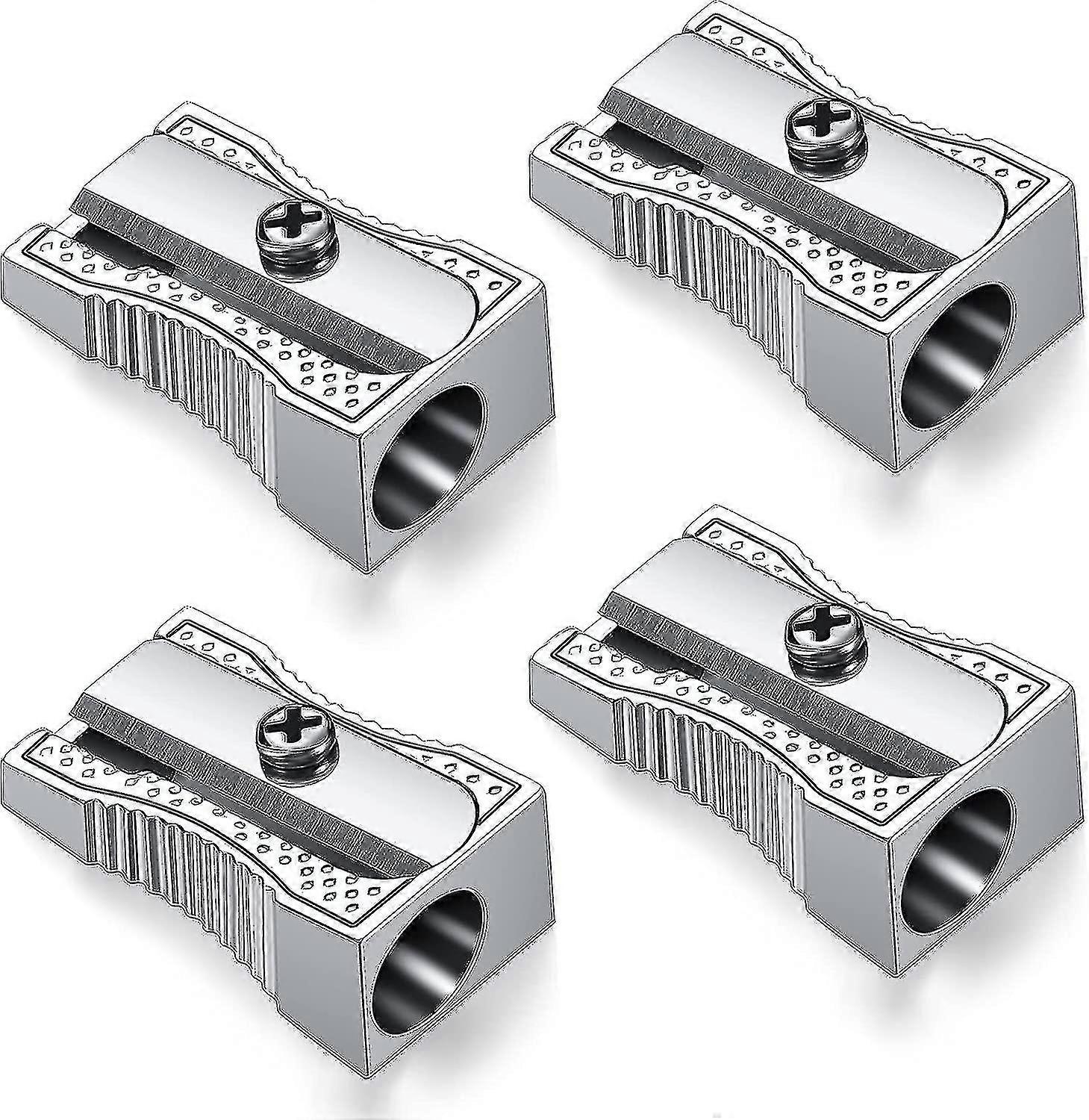 Handheld Metal Pencil Sharpener,pencil Sharpener(4 Pcs, Silver)