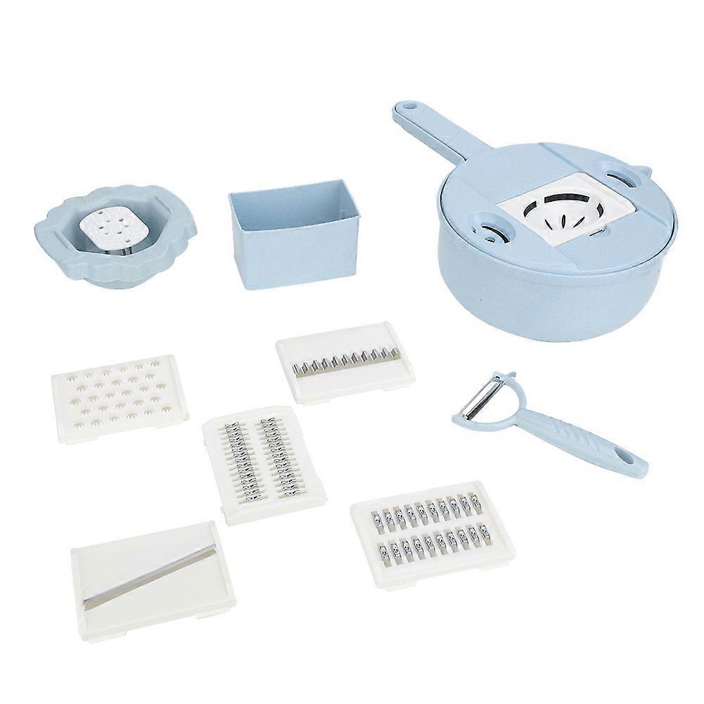 12pcs Multifunction Round Vegetable Grater Cutter With Potato Peeler Egg Separatorblue