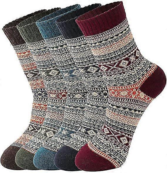 5 Pack Womens Winter Warm Thick Knit Wool Socks