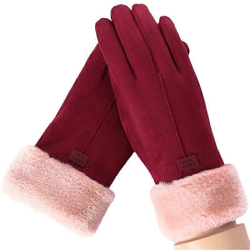 Winter Touch Screen Gloves Women's Winter Gloves Warm Mittens Red