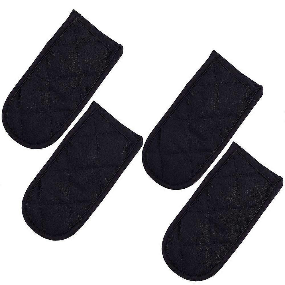 Polyester Resistant Pot Holder Sleeve Set Rectangle Black 155x75x16mm 4pcs