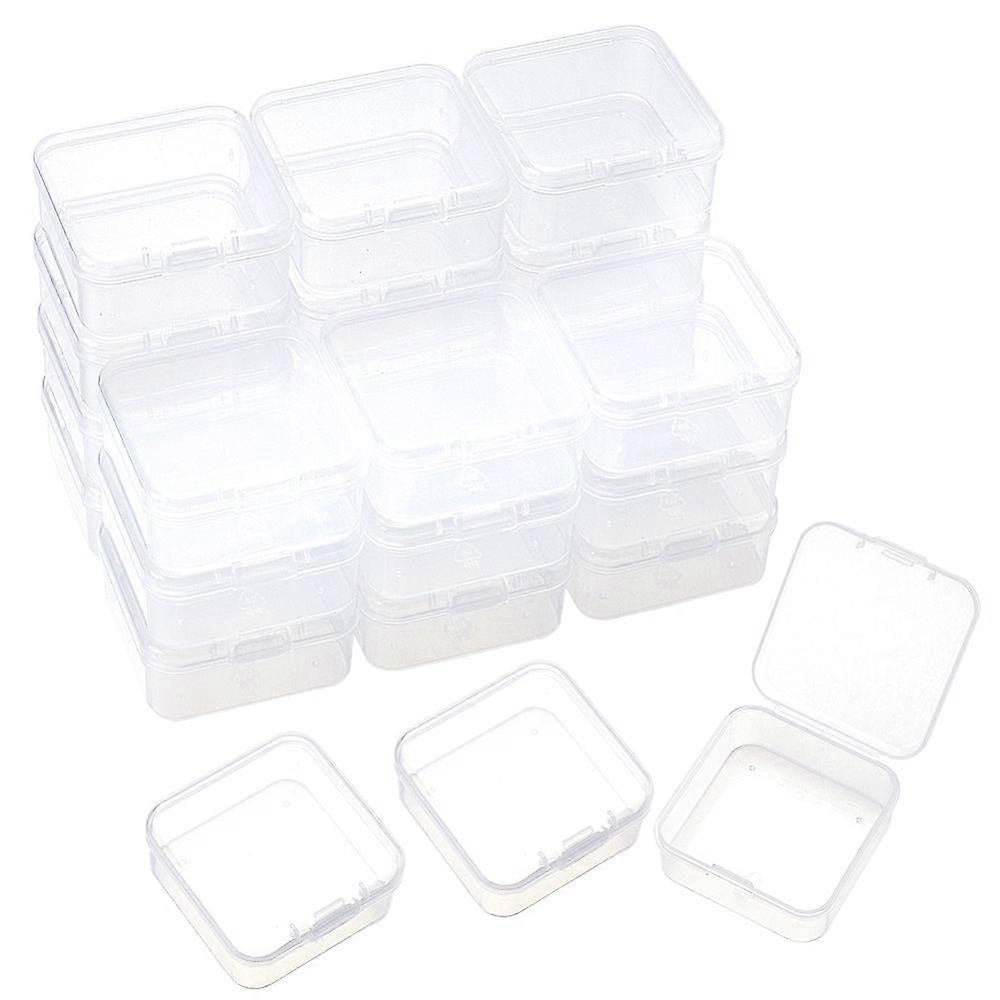 30Pcs Plastic Boxes Bead Storage Containers Square Clear 4.5x4.5x2cm Inner Diameter: 4.1x4.1cm
