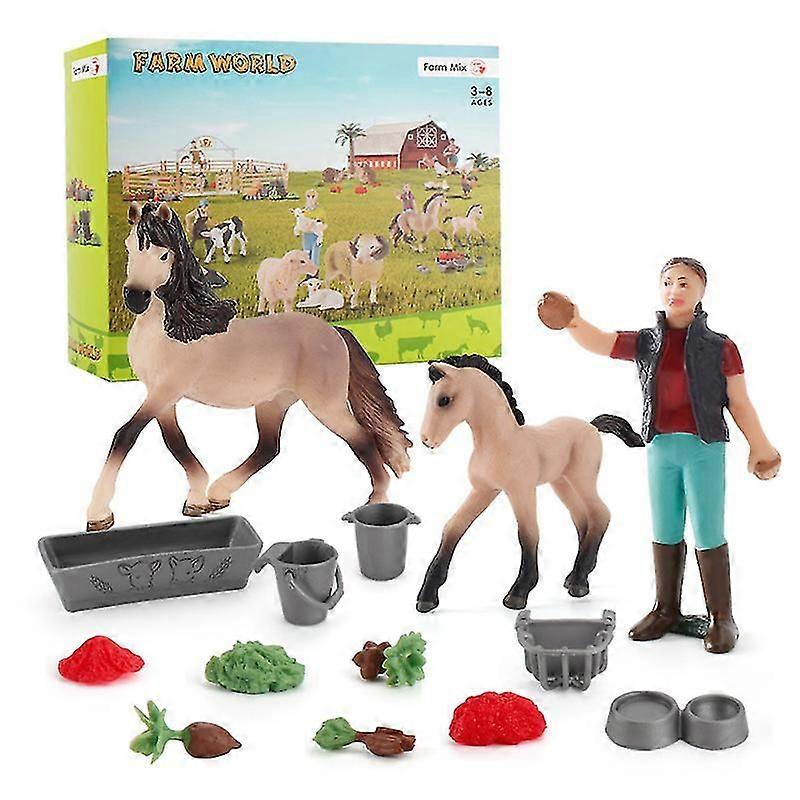 Figurines Simulated Plastic Feeder And Horse Style