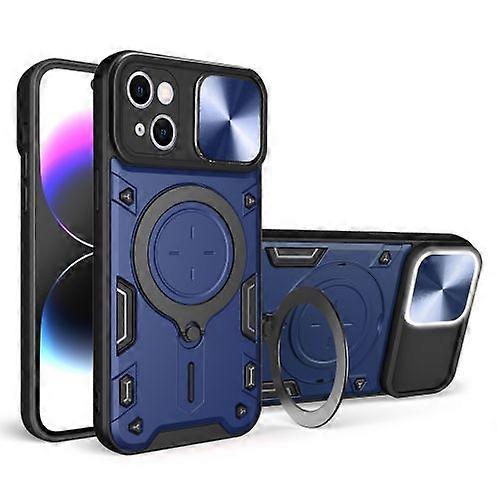 For iPhone 15 CD Texture Sliding Camshield Magnetic Holder Phone Case