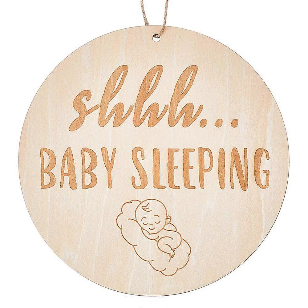 1pc Do Not Disturb Wood Door Hanging Decorations with Hemp Rope Flat Round with Word Baby Sleeping Antique White 180x3mm
