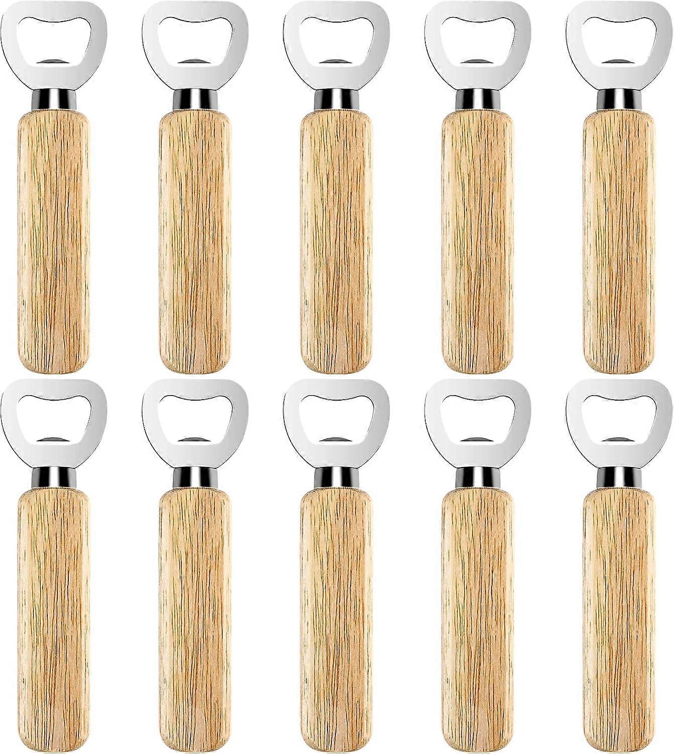 10pz - Apribottiglie - Apribottiglie con manico in legno - Manico dritto
