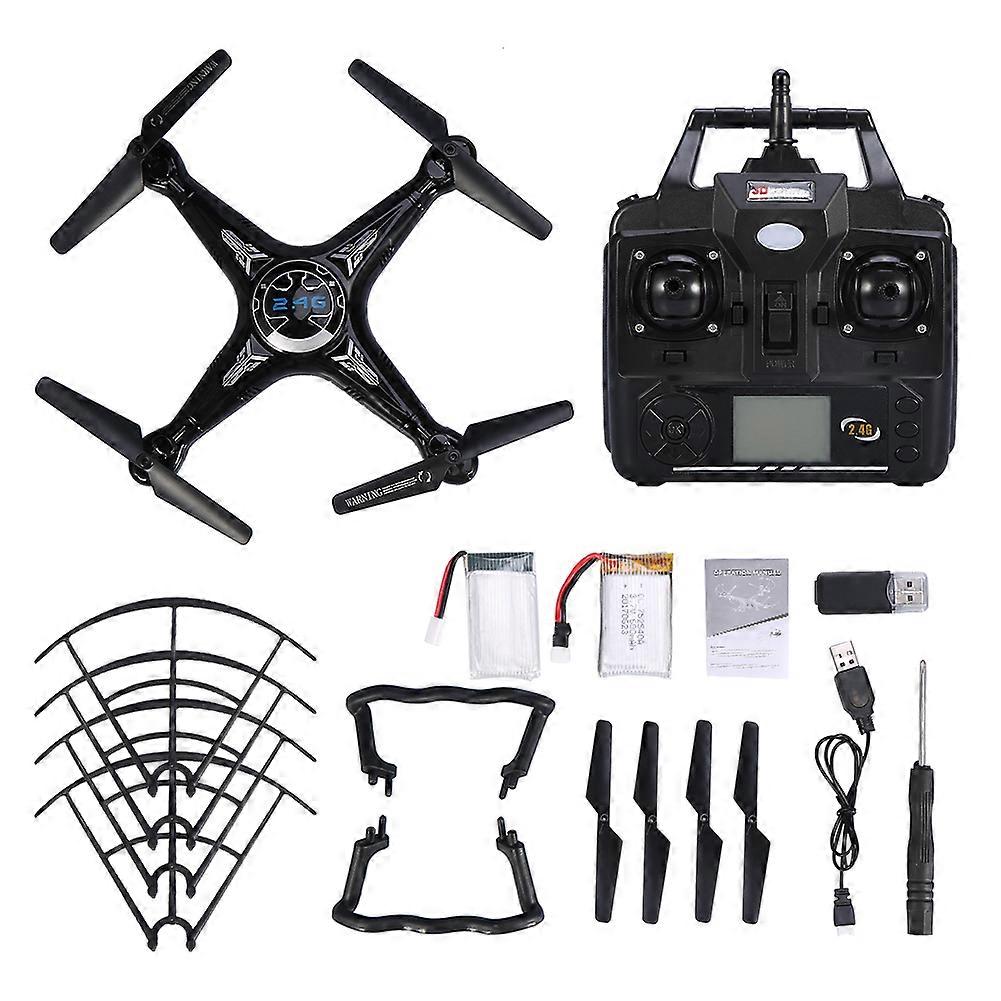 Παιχνίδι κηφήνων ελικοπτέρων Quadcopter RC τηλεχειρισμού με την κάμερα HD (μαύρες διπλές μπαταρίες)