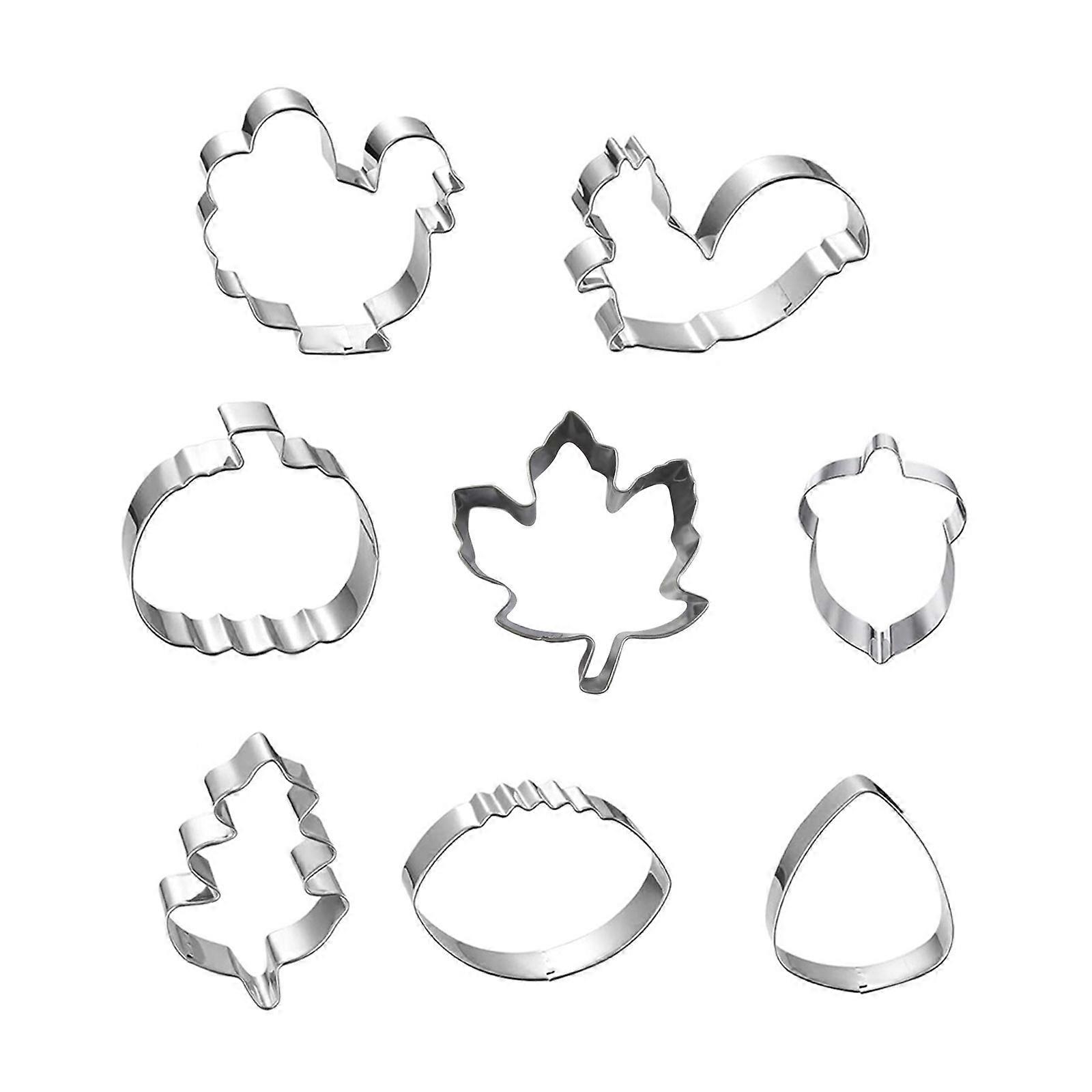 Cookie Cutters 8 PCS Fall and Thanksgiving Cookie Cutter Set Pumpkin Maple and Oak Leaf Turkey Squirrel and Acorn Moulds