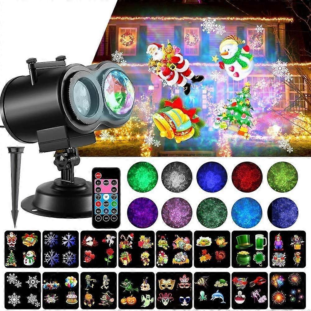 Color Card Pattern 9W Christmas Projection Light Remote Control Snow Light