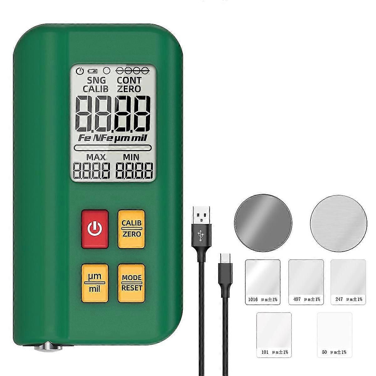 Coating Thickness Gauge Rechargeable 0.1Micrometre/0-1500M Fe/NFe MAX/MIN Zero Measuring T2-LCD Di
