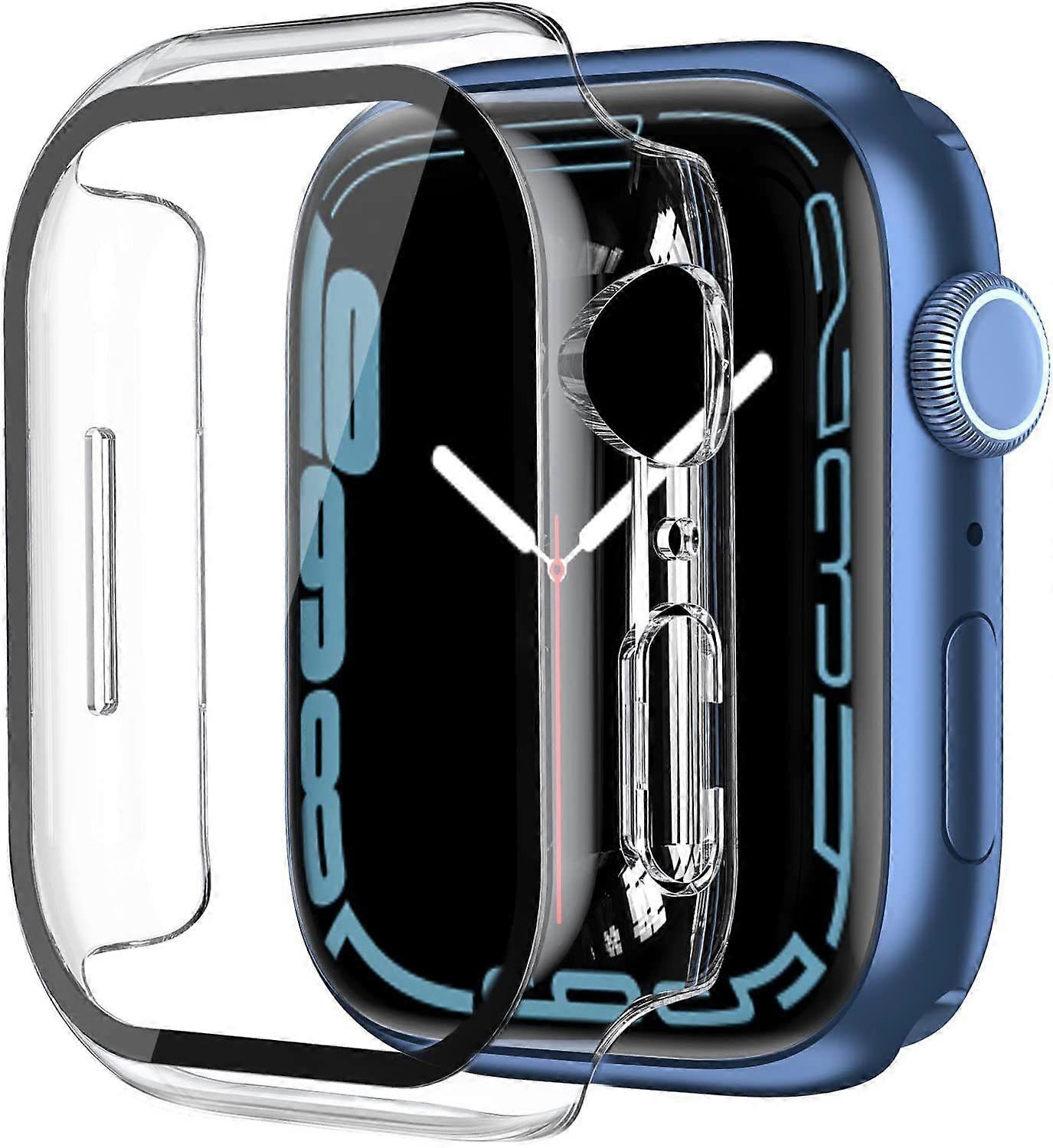 JUSCH 2 PCS Waterproof Case Compatible with Apple Watch 41mm Series 8 with Tempered Glass Screen Protector Hard PC Bumper Case,xzwq417