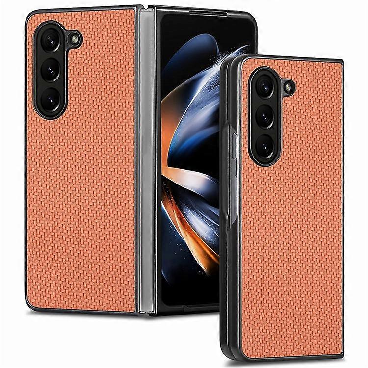 Compatible For Samsung Galaxy Z Fold6 5G Case Carbon Fiber Texture Leather Back Cover Anti-Slip