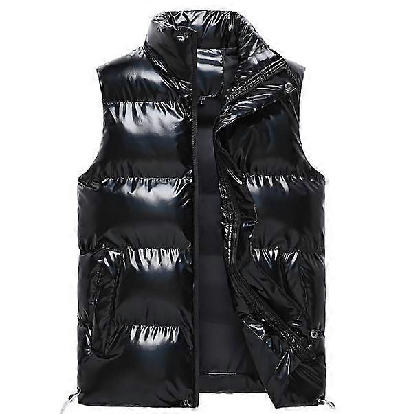 Mens Stand Collar Padded Shiny Vest