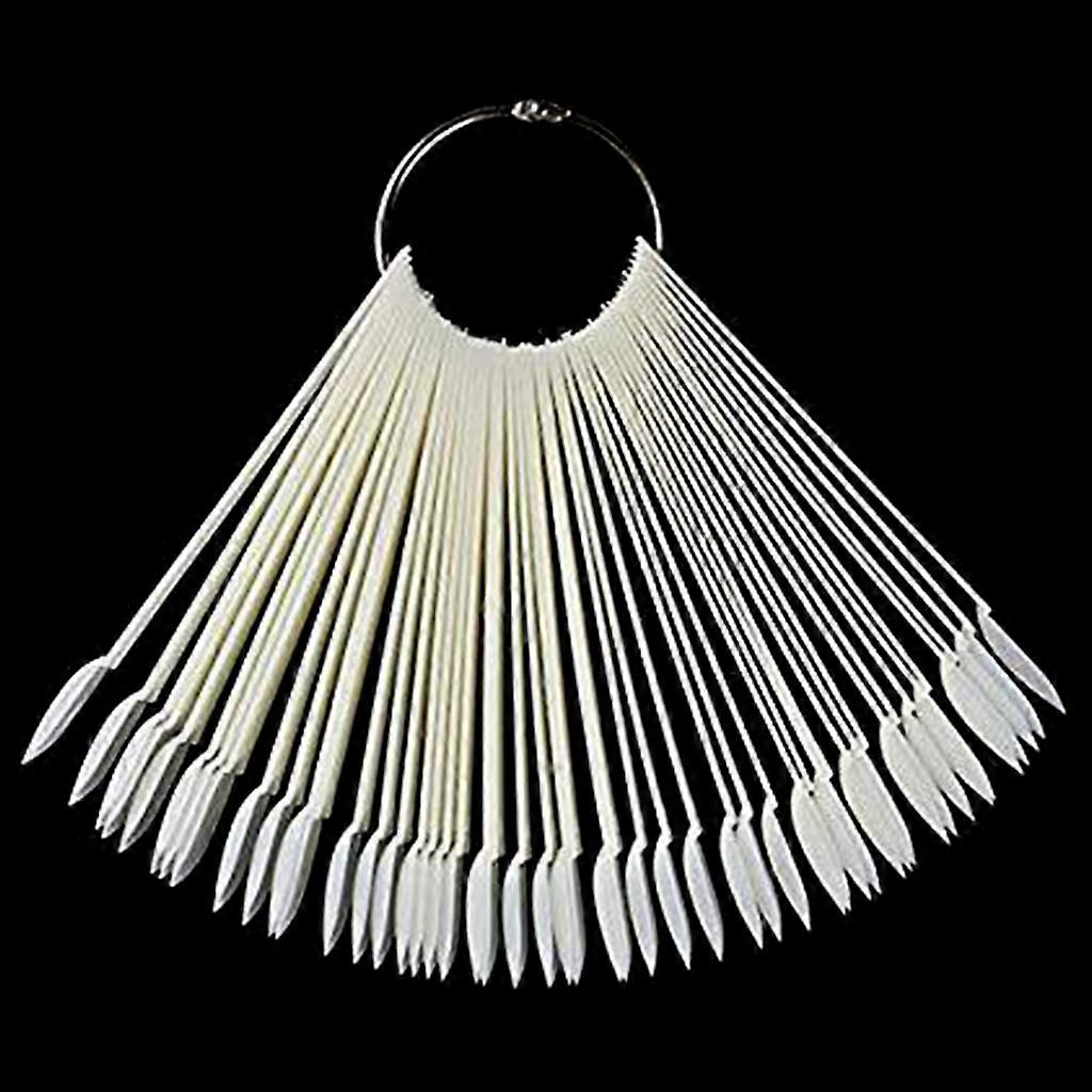 50 Colors Natural/Clear Nail Polish Display Sticks Ring False Nail Art Display Chart Practice Fan Wheel Tool with Ring natural color