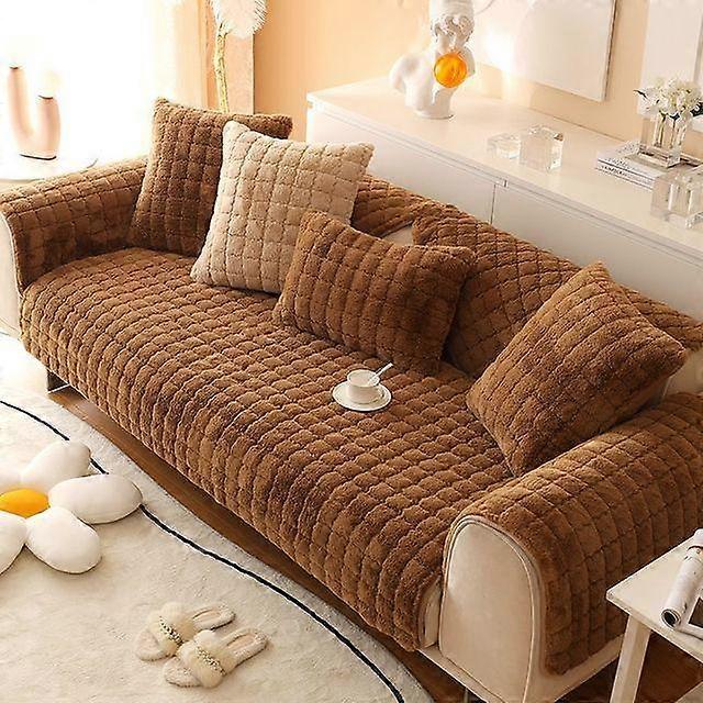 Super Soft Sofa Cover Non Slip Rabbit Plush L Shape Thicken Armchair Cover Couch Slipcover Furniture Protector Winter