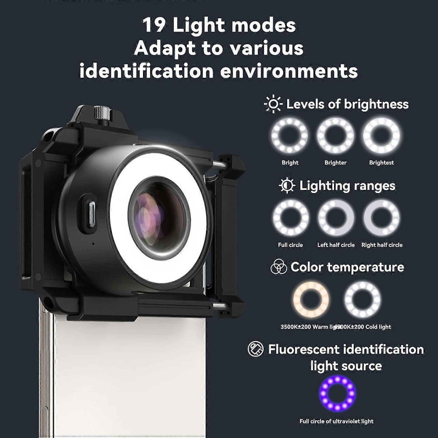 APEXEL APL-MS120 120X Mobile Phone Microscope Lens Observation Lens for Phone with LED Fill Lights U