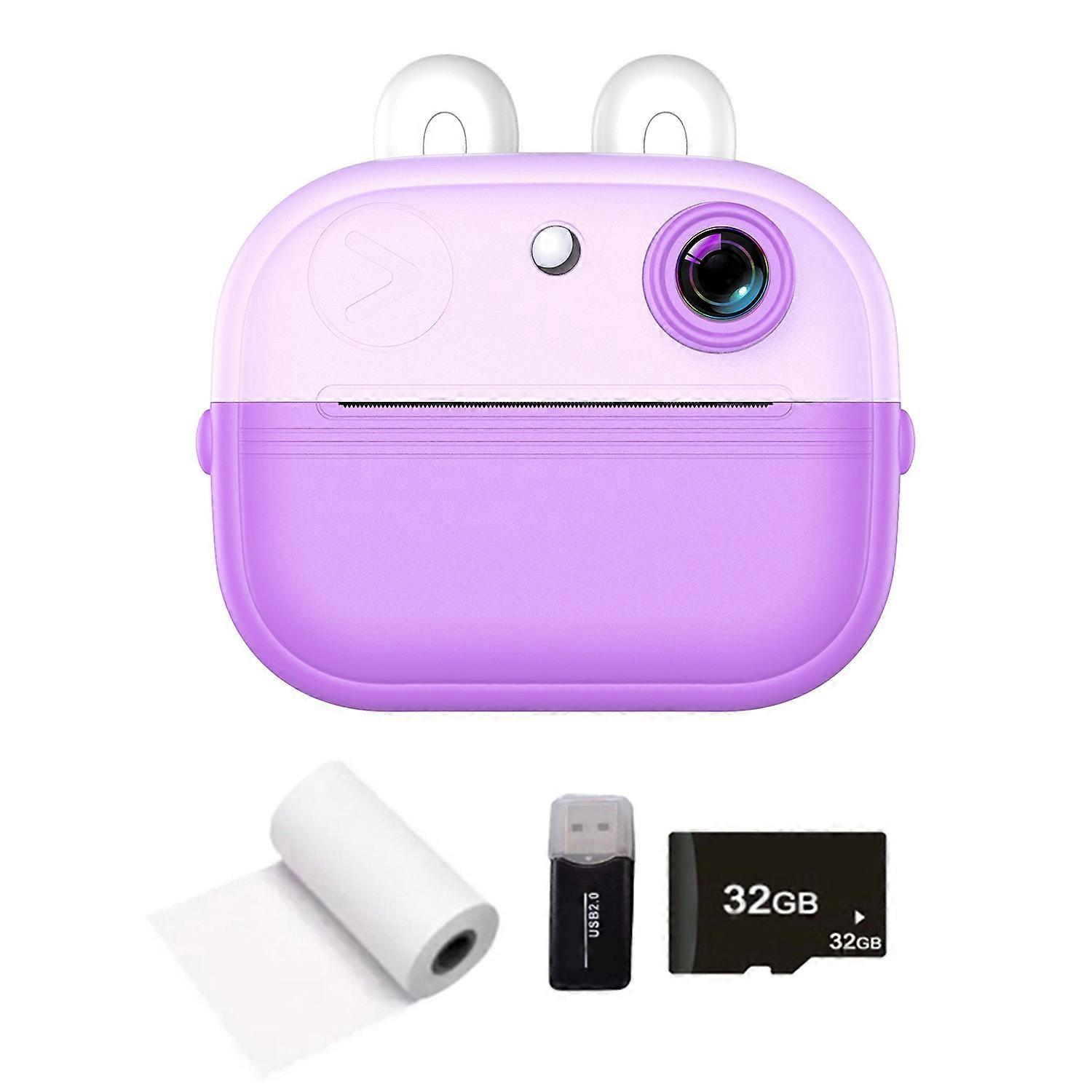 Kids Camera Instant Thermal Printer 2.0 Inch Screen Photo Printer 48MP Rear Camera Support Timer Sho