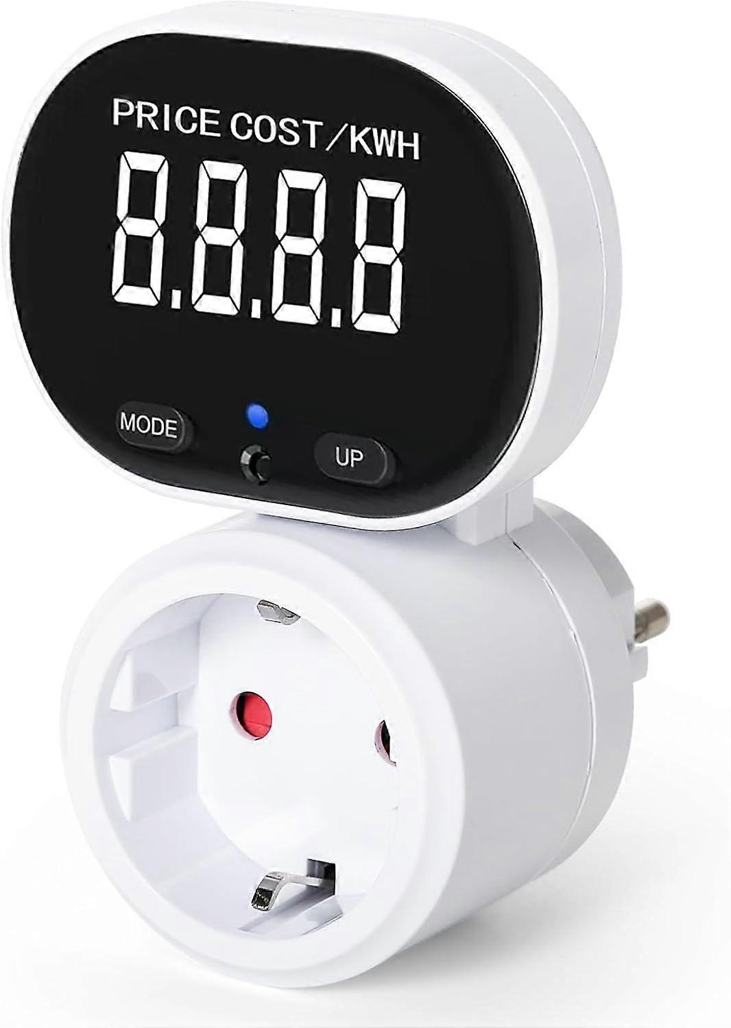 Electricity Usage Monitor, Energy Monitor AC230V 16A LCD Digital Power Meter Wattmeter Energy Meter Socket Electricity Monitor EU Plug