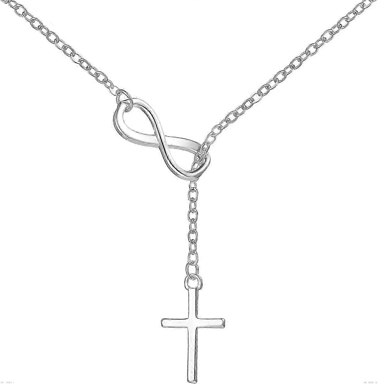 Silver Plated Infinity with Cross Necklace