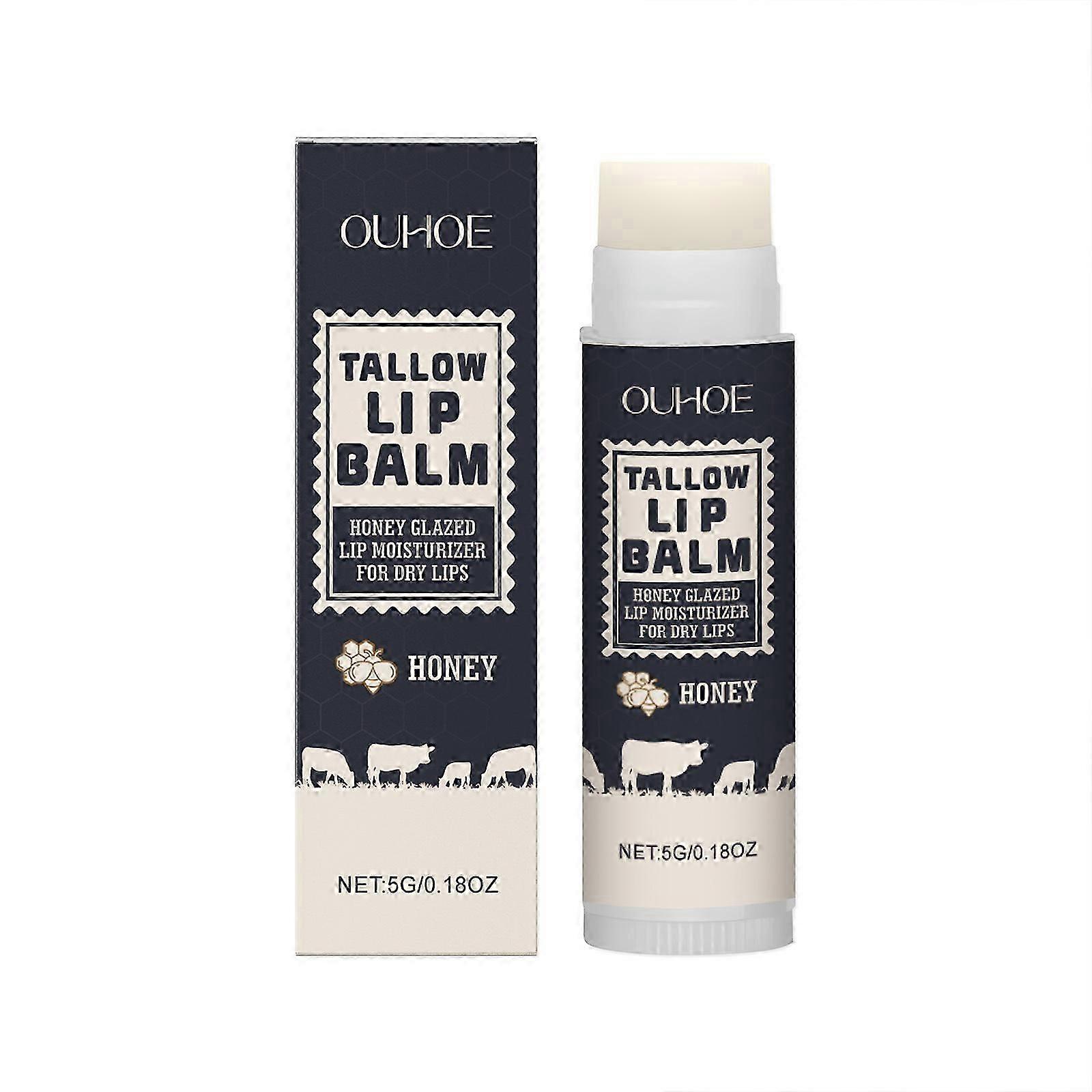Beef Tallow Lip Balm Natural Tallow Beeswax Chapstick Long Lasting Hydrating Moisturizer Grass Fed Bison Tallow Balm Lip Care Soothes Chapped Dry L